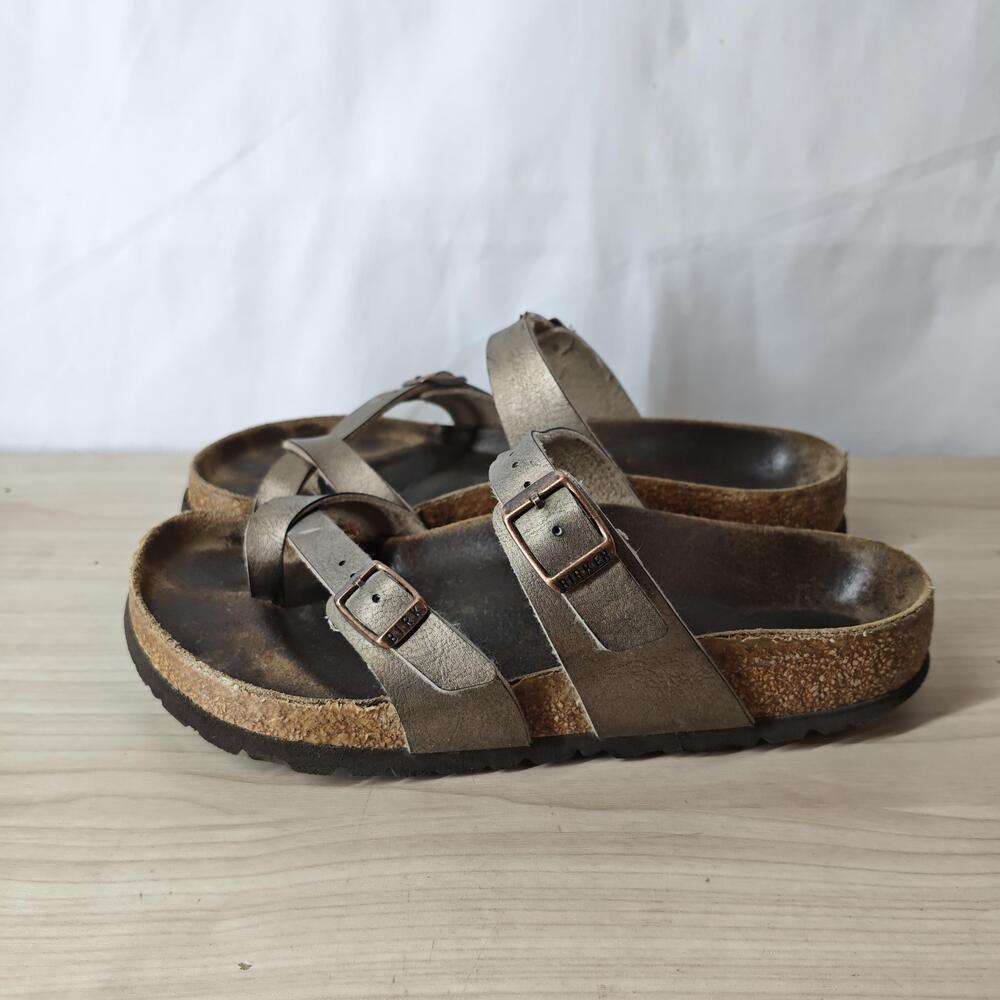Birkenstock Sandals Shoes Womens Size 7 Brown Mayari Leather Cork Footbed